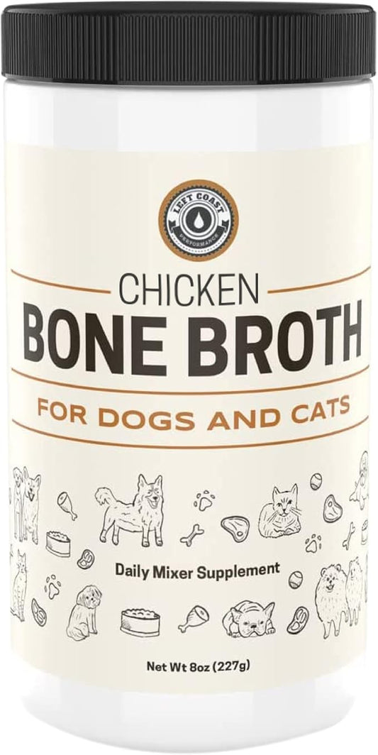 8oz Chicken Bone Broth Powder for Dogs and Cats – Premium Human Grade Chicken Broth Topper for Picky Eaters –Supports Joints and Gut Health – Bone Broth for Cats - Dog Food Toppers For Dry Food