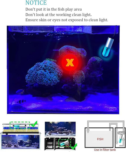 KINGYEENUO Aquarium Blue Light, 3W Submersible Aquarium Light, Fish Tank Light with Timer, Submersible Waterproof Lamp for Filter Tank Sump Swim Pool