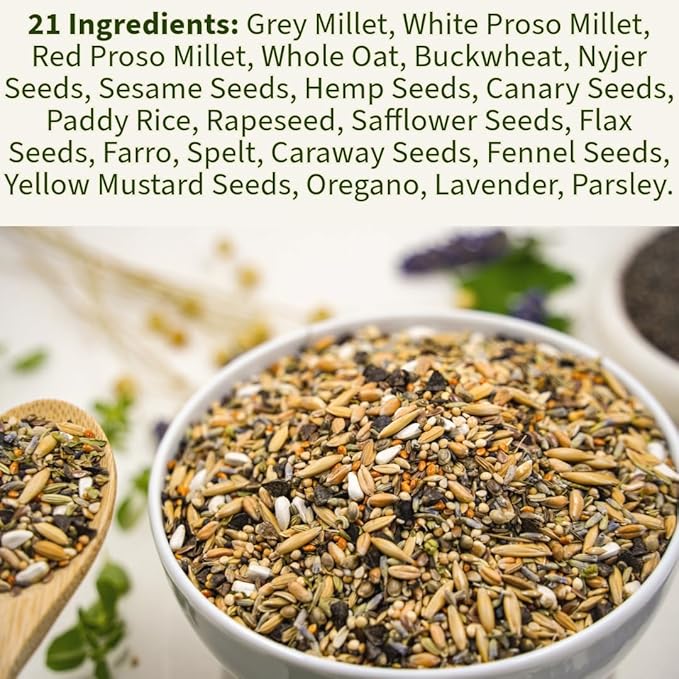 Premium Parrot Food| Protein-Rich Low-Fat Formula | Cockatiel, Conure, Lovebird, Quaker, Parrotlet | No Corn, Soy, Peanuts | Gourmet Whole Grains & Seeds | Daily Maintenance Blend (3 lbs)