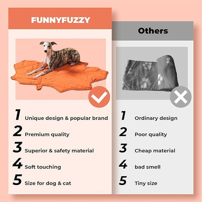 Dog Blanket Mat for Dogs Cats, 40_46" Leaf Design Pet Blankets Cover Machine Washable Double-Sided for Bed Couch Sofa Floors Furniture Protection, Maple Red