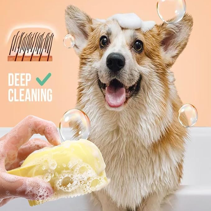 Pets Bath Brush | Scrubber for Bath | Dog Shampoo Brush | Dog Washing/Shower Brush, Suitable for Short/Long Haired Dogs, Dog Brush for Shedding, Bathing, Massaging & Grooming (2yellow) (2yellow2)
