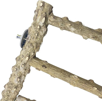 Allazone 3 PCS Nature Wood Bird Ladder Perch Nature Wood Stand Parrot Chew Toy Cage Hanging Pet Cage Bird Climbing Step Ladders for Small Animal