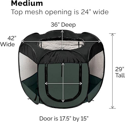 Furhaven Portable Dog Playpen Cat Tent, Pet playground/kennel foldable indoor outdoor zippered puppy crate - Hunter Green, Medium