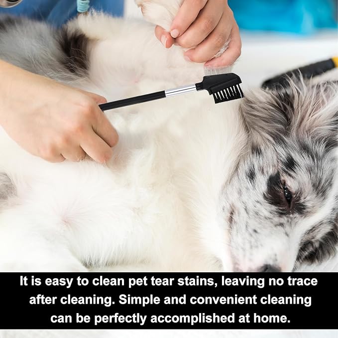 Double-Head Grooming Comb for Small Dogs Cats 2-in-1 Pets Grooming Comb with Metal Teeth and Brush for Remove Tear Stain Knots Flea (2 Pcs)