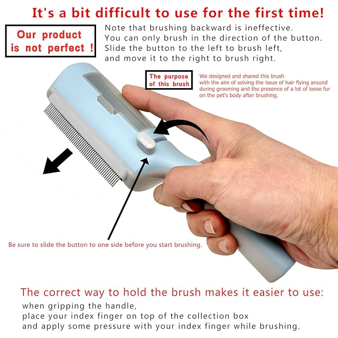 Pet Dry Cleaning Brush for Short or Long Haired Cats/Dogs, Dog Fur Remover, Sticky Brush for Shedding and Grooming, Cat Brushes for Indoor Cats,Rabbit Comb (blue)