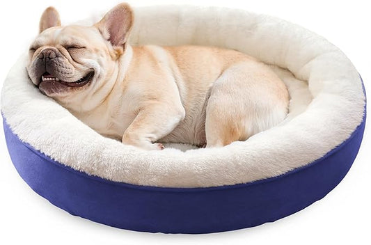 Love's cabin Round Donut Cat and Dog Cushion Bed, 30in Pet Bed for Medium or Large Dogs, Anti-Slip & Water-Resistant Bottom, Soft Durable Fabric Pet beds, Washable Calming Cat & Dog Bed Navy