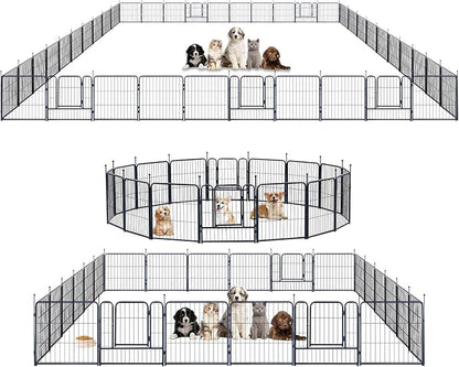 Dog Playpen,Portable Outdoor Dog Fence, Dog Playpen for Large/Medium/Small Dogs, Dog Fences for The Yard,with Doors Foldable Metal (24 inch, 40 Panels)