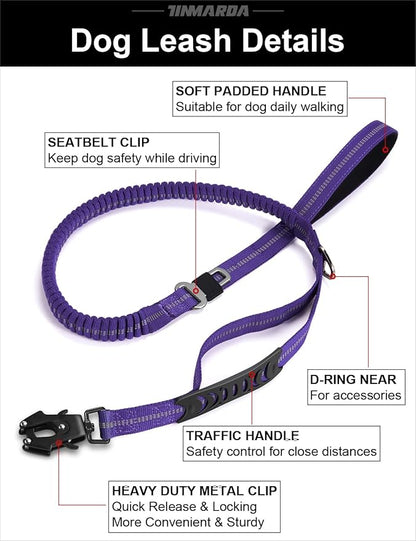 Heavy Duty Dog Leash, 4-6FT Shock Absorbing Dog Leashes with Traffic Handle and Comfortable Padded Handles, Advanced Easy Metal Clip, No Pull Reflective Leash for Medium Large Dogs That Pull (Blue)