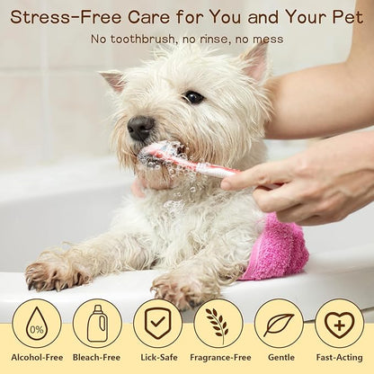 Dog Teeth Cleaning Wipes, Dental Finger Wipes for Cats & Dogs, No-Rinse Dog Finger Toothbrush, Removes Plaque & Tartar, Freshens Breath, Gentle Gum Care, Disposable Pet Oral Wipes, 50 Count