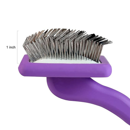 Dog Slicker Brush for Grooming Pet Hair, Large Size, Purple, Long Haired Brush For Dogs (Poodles, Goldendoodles, Labradoodles), Long Pin Brush For Dematting