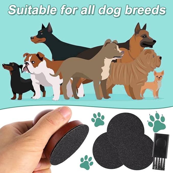 Dog Nail File, Wooden Dog Nail Scraper Dog Scratch Pad with 7pcs Replaceable Sandpaper & Cleaning Brush Stress Free Dog Nails Grinder Board Trimmer for Pets Dogs Cats