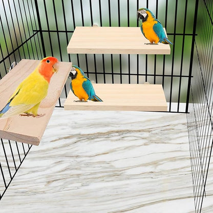 4 Pack Bird Perch Stand 12.4×5.3 Inch Parrot Wood Platform Rectangle Wood Perch Stand Board Shelf for Parrots Birds Budgie Parakeet Cockatiel Hamster Chinchilla Gerbil
