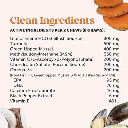 Pet Honesty Hip & Joint Health Max Strength - Natural Joint Supplement for Dogs Chews - Glucosamine, Omega-3s, Chondroitin, Green Lipped Mussel - Help Improve Mobility, May Reduce Discomfort (90 ct)