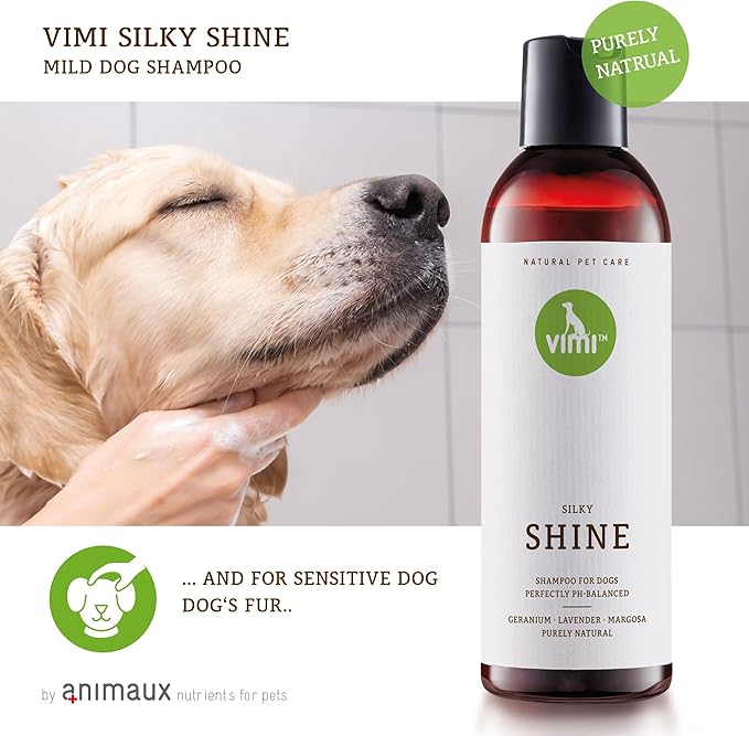 animaux vimi – Silky Shine Dog Shampoo for Sensitive Skin - Relief for Dry, Itchy Skin - Provides Extra Shine - Purely Natural Ingredients - Lavender - Perfectly PH-Balanced - Pet Care - 8.45 fl oz