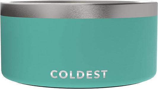 Coldest Dog Bowl - Anti Rust Metal, Non Slip, 3 Layers Insulated Stainless Steel Dog Bowls - Spill Proof & Heavy Duty - Water Bowl for Dogs, Cats & Pets, Dish Washer Safe (200 oz, Terraform Green)