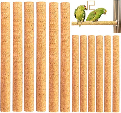 12Pcs Sand Perch Covers for Birds - Large Bird Perch Covers 10" Long x 0.78" Diameter Bird Perches for Parakeets, Lovebirds, Parrotlets, Canaries and Other Small Birds(Yellow, 12pcs 10" x 0.78")