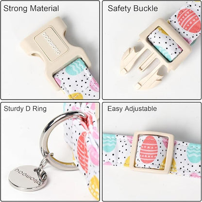 DOGWONG Easter Dog Collar, Colorful Egg Dog Collar Soft Durable Adjustable Costume Cute Easter Puppy Collar for Small Medium Large Dog