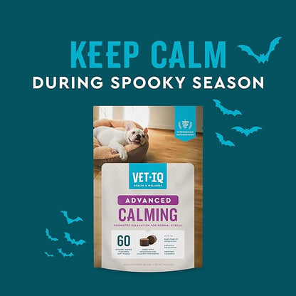 VetIQ Advanced Calming Support Supplement for Dogs, Calming Chews Help Manage Stress and Promote Relaxation, Anxiety Relief for Dogs, Made in The USA, 60 Count