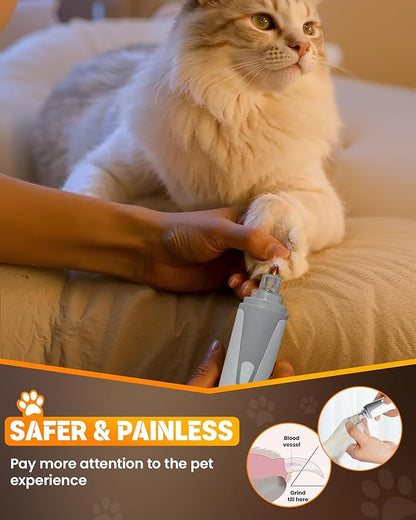 HARDELL Dog Nail Grinder, Super Quiet Dog Nail Trimmers with 2 LED Lights & 3 Grinding Ports, USB Rechargeable and Cordless Safety Dog Nail Clippers Kit for Small Medium Dogs/Cats & Puppy