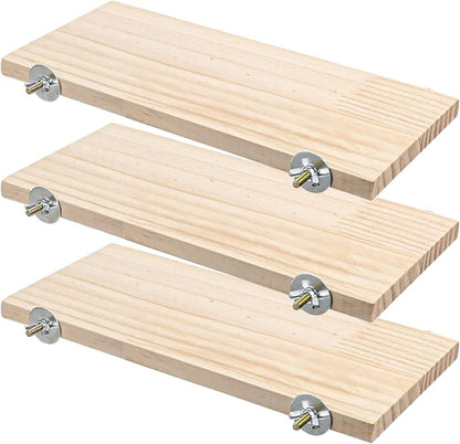 3 Pack Bird Perch Stand, Parrot Wood Platform, Natural Wooden Perch Toys Playground Cage for Conure, Chinchilla, Parakeet, Budgie, Cockatiel