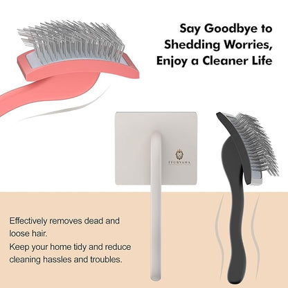 Doodle Slicker Dog Brush _erfect For Goldendoodle & Poodle Hair Maintenance - Medium to Long Hair Breeds-Detangle, Brush, Black  Professional Pet Grooming Brush for Thick & Long-Haired Dogs