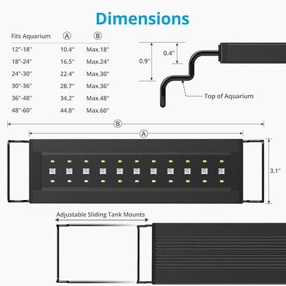 NICREW C10 24/7 LED Aquarium Light for Plants, 18-24 Inches, Full Spectrum Fish Tank Light with Timer, Brightness Adjustable