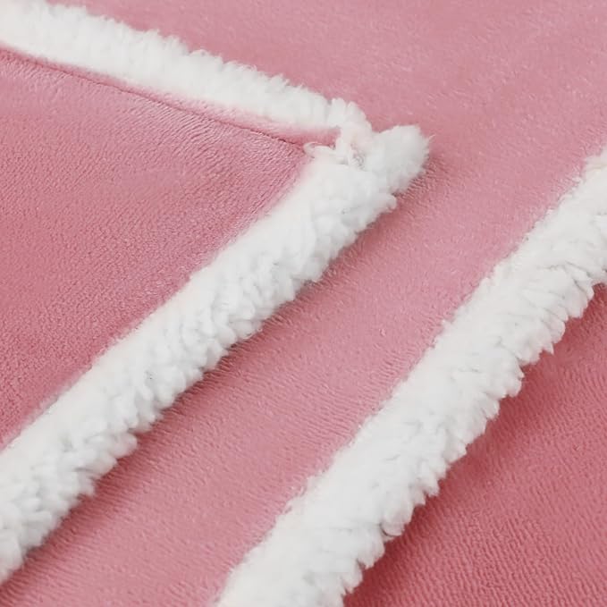 Luciphia Waterproof Bed Blanket Washable,Soft Sherpa Fleece Puppy Reversible Throw Blankets for Medium Large Dog Cat,Furniture Cover Protector Couch from Liquid Pee and Pet Fur,Pink White,85" x 57"
