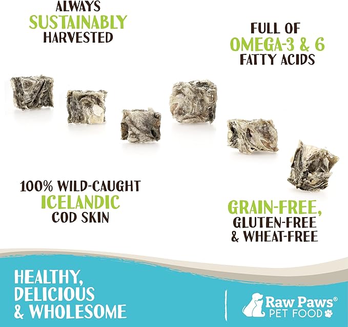 Raw Paws Cod Skin Cubes for Dogs, 5-oz  Cod Skins for Dogs - Fish Skins for Dogs - Fish Skin Chews for Dogs - Cod Skin Dog Treats - Cod Treats for Dogs - Crunchy Cod Treats for Dogs - Cod Dog Treats