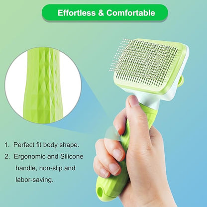 Dog Brush, Cat Brush, Dog Brush for Long and Short Hair, Pet Grooming Brush, Self-cleaning Slicker Brush Remove Pet Hair from Brush with One Button