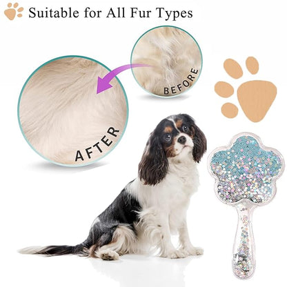 Soft Dog Brush for Small Dogs | Gentle Puppy Brush for Yorkies, Shih Tzus, Maltipoos & Maltese | Pet Hair Removal with Soft Bristles | Dog Brush for Shedding (Glitter Blue)