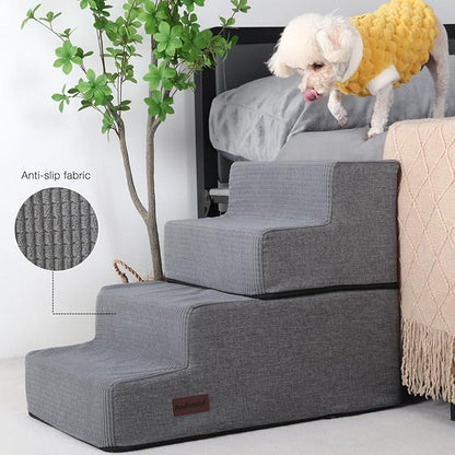 Dog Stairs for High Bed,4 Steps Pet Stairs for Small Dogs and Cats，Anti-Slip Removable Dog Steps for Bed,Bed Stairs for Dog
