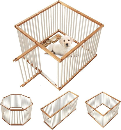 Dog Playpen Foldable Metal Pet Pen Fence Pet Door 8 Panels for Medium/Small Dogs, Indoor & Outdoor,Portable Pet Playpen for Camping, Yard and RV