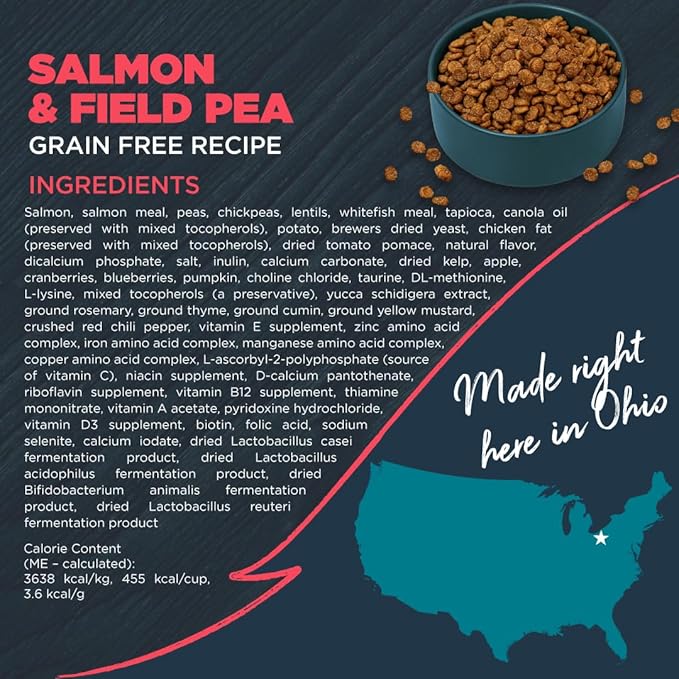 Blackwood Grain Free Dry Dog Food, Salmon & Field Pea Recipe, 4.5 Pound Bag for All Life Stages, Slow Cooked with Vitamins & Minerals for a Balanced Diet