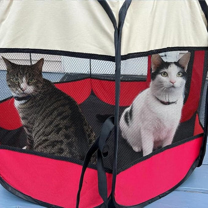 Mile High Life | Foldable Dog Playpen | Portable Dog Crate w Removable Shade Cover | Dog Kennel Indoor/Outdoor w Carry Case | Pen Tent for Dog/Cat/Rabbit(Red, Large (45"x45"x23"))