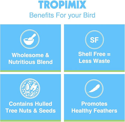Tropimix Bird Food, Large Parrot Food with Seeds, Fruit, Nuts, Vegetables, Grains, and Legumes, Enrichment Food, 20 lb Bag