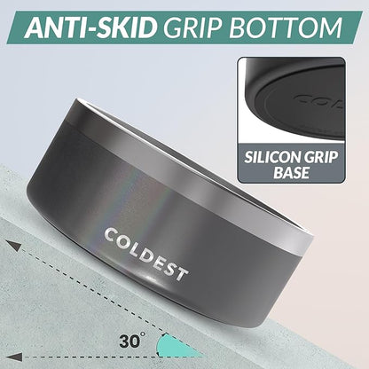 Coldest Dog Bowl - Anti Rust Metal, Non Slip, 3 Layers Insulated Stainless Steel Dog Bowls - Spill Proof & Heavy Duty - Water Bowl for Dogs, Cats & Pets, Dish Washer Safe (100 oz,Stardust Glitter)