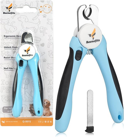 Large Dog Nail clippers with Sharp Stainless Steel Blade for Smooth Cutting, Ergonomic TPE Handle Special Baffle to Avoid Flying Nail Fragments, Hidden Nail File (Large/Medium)