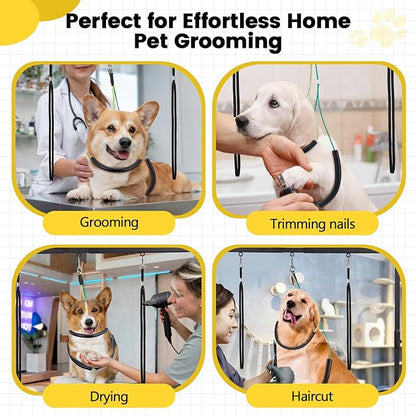 Dog Grooming Table Arm - Adjustable 35" Height, 32"-47" Width, Dog Grooming Arm with Clamp and No-Sit Haunch Holders - Perfect for Medium & Large Pets (Grooming Table Not Included)