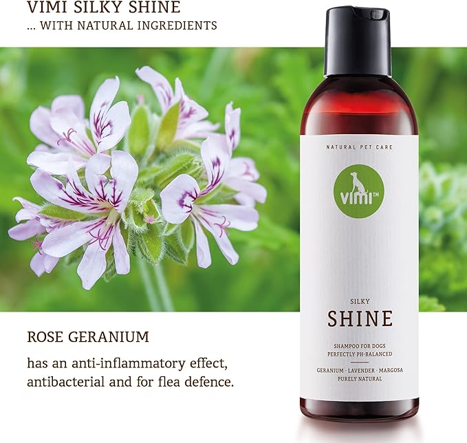 animaux vimi – Silky Shine Dog Shampoo for Sensitive Skin - Relief for Dry, Itchy Skin - Provides Extra Shine - Purely Natural Ingredients - Lavender - Perfectly PH-Balanced - Pet Care - 8.45 fl oz