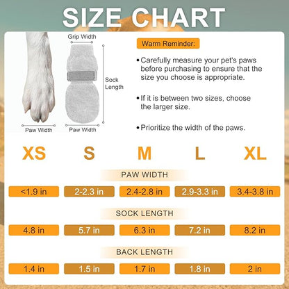 BEAUTYZOO Dog Socks, Non Slip Dog Socks to Prevent Licking Paws -Dog Shoes for Hot/Cold Pavement, Dog Boots & Paw Protectors, Dog Booties for Hardwood Floors, Small Medium Large Senior Dogs