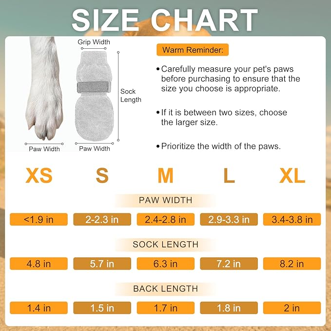 BEAUTYZOO Dog Socks, Non Slip Dog Socks to Prevent Licking Paws -Dog Shoes for Hot/Cold Pavement, Dog Boots & Paw Protectors, Dog Booties for Hardwood Floors, Small Medium Large Senior Dogs