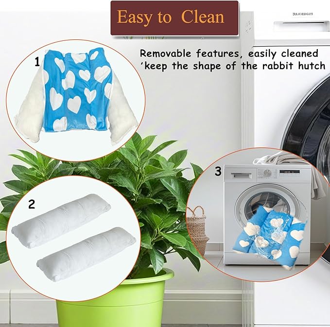 16.5 X 18in Removable and Washable Soft Rabbit Bed, Thickened and Softer Bunny Bed, Double-Sided Plush Rabbit Beds,Rabbits Concave Bed,Small Beds for Animals Indoor,Blue