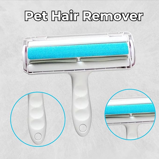 Portable Pet Hair Remover | Reusable Lint Roller for Cat and Dog | Hair Remover for Furniture, Couch, Carpet, Clothing, Seat and Bedding (Blue)