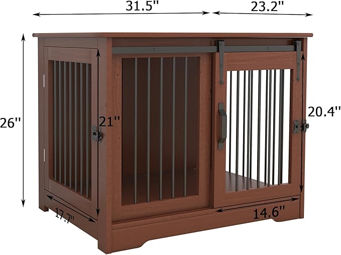 TAOHFE Solid Wood Dog Crate Furniture, Dog Kennel Indoor for Small Dogs with 2 Types Doors, Solid Wood Small Dog Crates Farmhouse Style, Dog Kennel Furniture for Dogs to Play & Rest