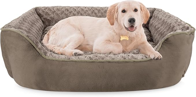 JOEJOY Rectangle Dog Bed for Large Medium Small Dogs - Washable Orthopedic Sofa Bed, Soft Breathable Puppy & Pet Cuddler, Durable Calming Dog Bed with Anti-Slip Bottom, Multiple Sizes, Dark Brown