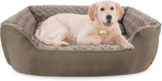 JOEJOY Rectangle Dog Bed for Large Medium Small Dogs - Washable Orthopedic Sofa Bed, Soft Breathable Puppy & Pet Cuddler, Durable Calming Dog Bed with Anti-Slip Bottom, Multiple Sizes, Dark Brown
