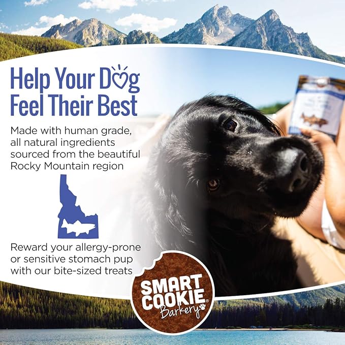 Smart Cookie All Natural Dog Treats - Trout & Apple - Training Treats for Dogs with Allergies, Sensitive Stomachs - Soft Dog Treats, Grain Free, Chewy, Human-Grade, Made in USA - 5oz, Pack of 3