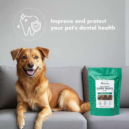 King Lou Pets - Whole Duck Feet for Dogs - Dehydrated Duck Dog Treats - USA-Made Dental Treats for Dogs - Collagen, Glucosamine, Chondroitin for Hip and Joint Health - 10 Count