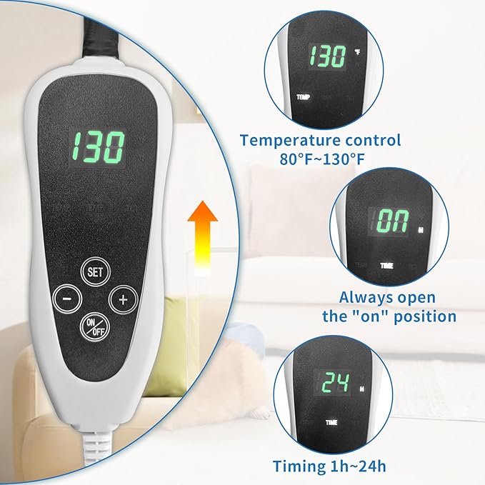 Dog Heating Pad 34x21in Waterproof Pet Heating Pad for Dogs Smart Thermostat Switch, Whelping Supplies Heated Dog Bed,Adding Wire Rope Wires Puppy Heating Pad Mat-Whelping Box for Dogs-Blue