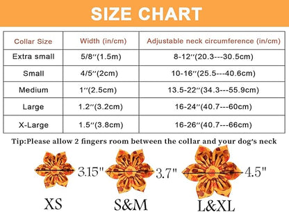 ARING PET Fall Dog Collar-Cotton Maple Leaves Dog Collar with Flower, Adjustable Autumn Leaves Dog Collars Pet Necklace with Metal Buckle for Girl&Boy Dogs